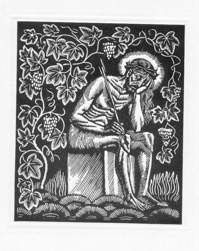 Chrystus Frasobliy/Sorrowing Christ, Polish Woodcut, Collection of AH/DJGunkel