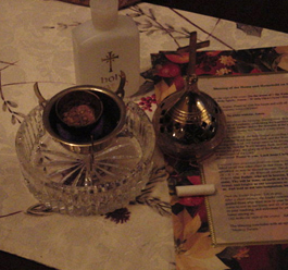 Blessed Chalk, Incense and Holy Water for Epiphany  (c) 2002 Ann Gunkel