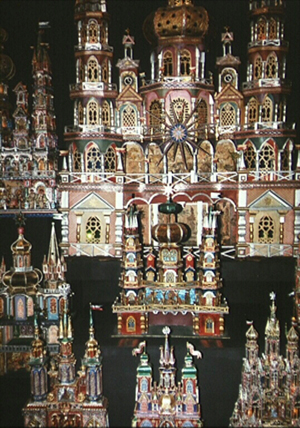 Szopka Collage (c) 2000 Ann Hetzel Gunkel; Display of Ethnographic Museum , Krakow